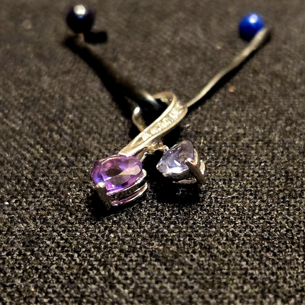 Elegant Heart-Shaped Amethyst & Diamond Accent Swirl Pendant - Picture 3 of 6